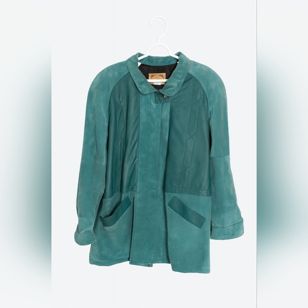 Vintage Teal Suede & Leather Jacket – The Olde Hide House